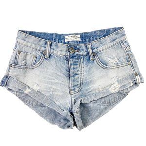 One Teaspoon Bandits Shorts Distressed Light Wash Cuffed Raw Hem One Size 25